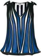 Msgm - Striped Tank Top - Women - Cotton/viscose - M, Women's, Blue, Cotton/viscose