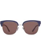 Burberry Eyewear Check Detail D-frame Sunglasses - Blue