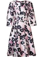 Oscar De La Renta Flower Print Flared Dress, Women's, Size: 4, Pink/purple, Silk/cotton