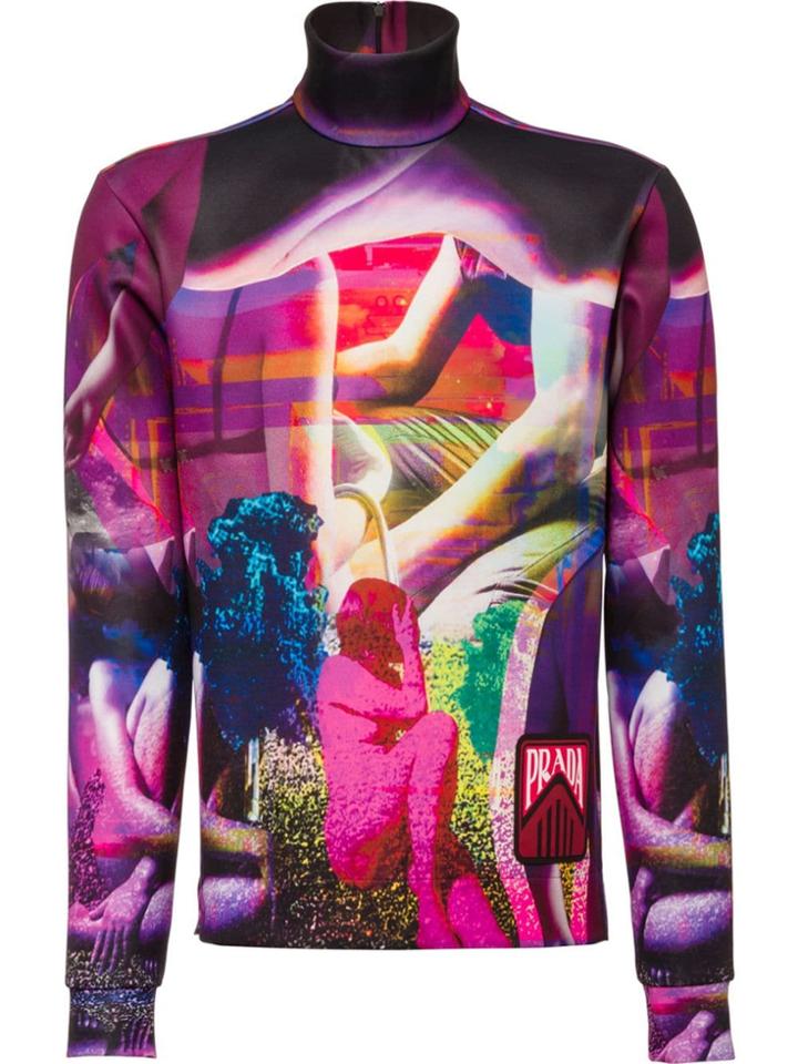 Prada Printed Technical Jersey Turtleneck - Purple