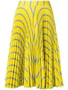 Calvin Klein 205w39nyc Striped Pleated Flared Skirt - Yellow