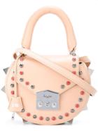 Salar Round Stud Shoulder Bag, Women's, Nude/neutrals, Calf Leather/calf Suede