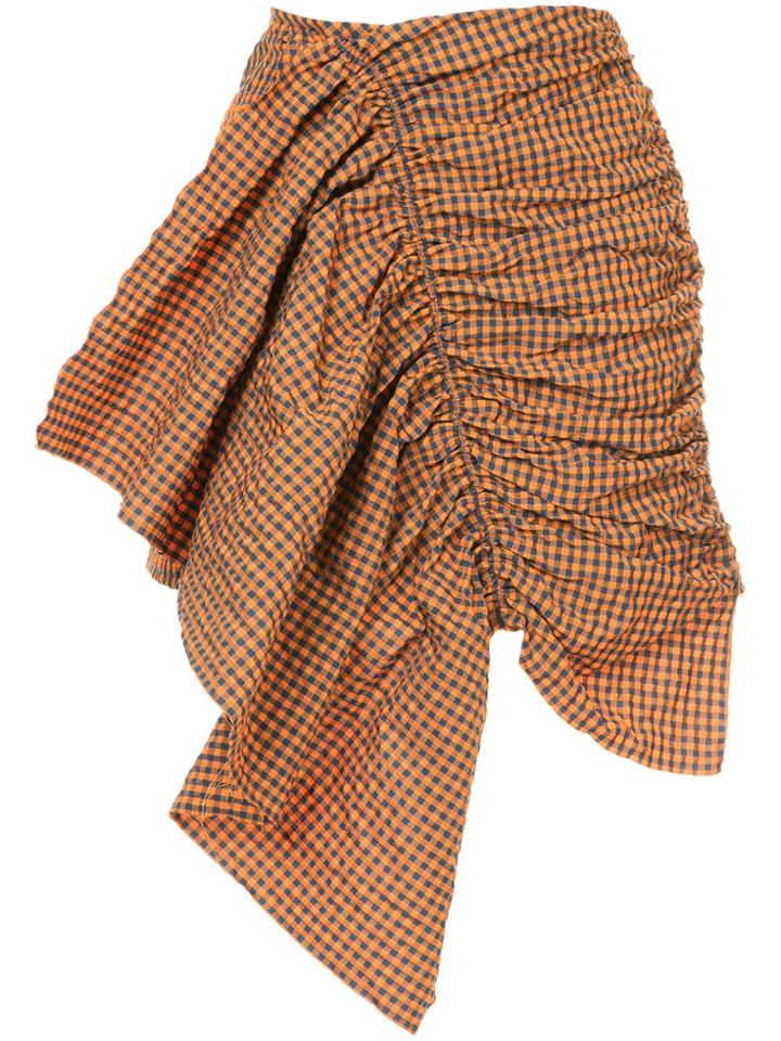 Marques'almeida Ruched Asymmetric Fitted Skirt - Yellow & Orange