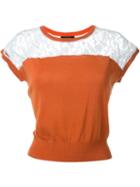 Loveless Lace Detail Top, Women's, Size: 36, Yellow/orange, Cotton/polyester/rayon