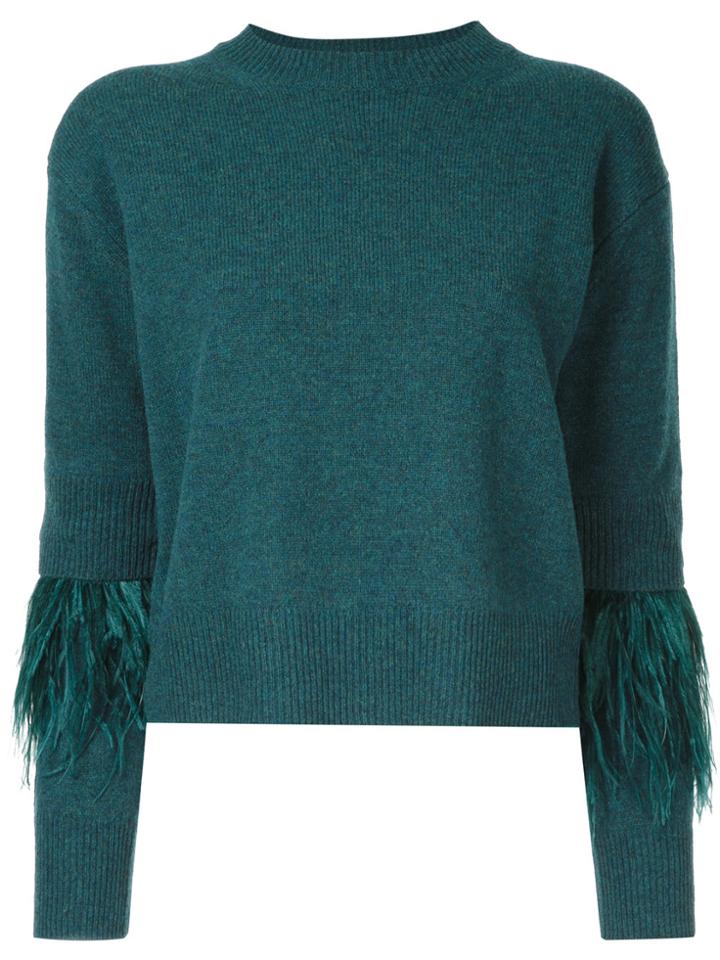 Le Ciel Bleu Fringed Sleeve Knitted Top - Green
