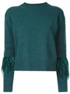 Le Ciel Bleu Fringed Sleeve Knitted Top - Green