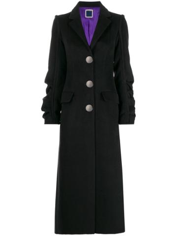 Marco Rambaldi Ruched Sleeve Fitted Coat - Black