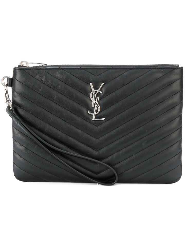 Saint Laurent Monogram Wristlet Pouch - Black