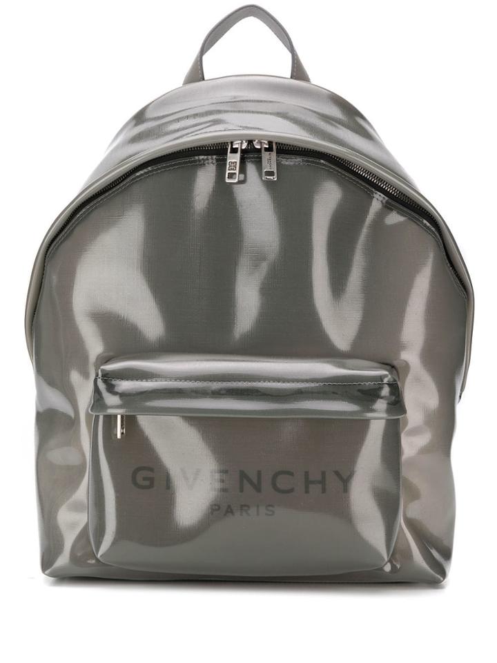 Givenchy Shiny Logo Print Backpack - Grey