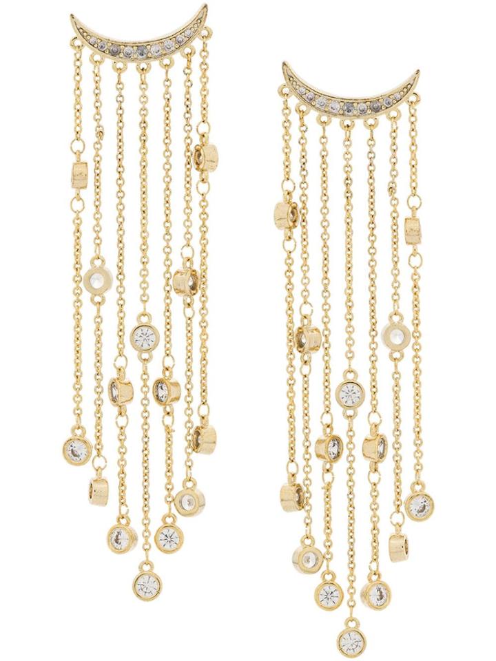 Federica Tosi Crystal Chain Drop Earrings - Gold