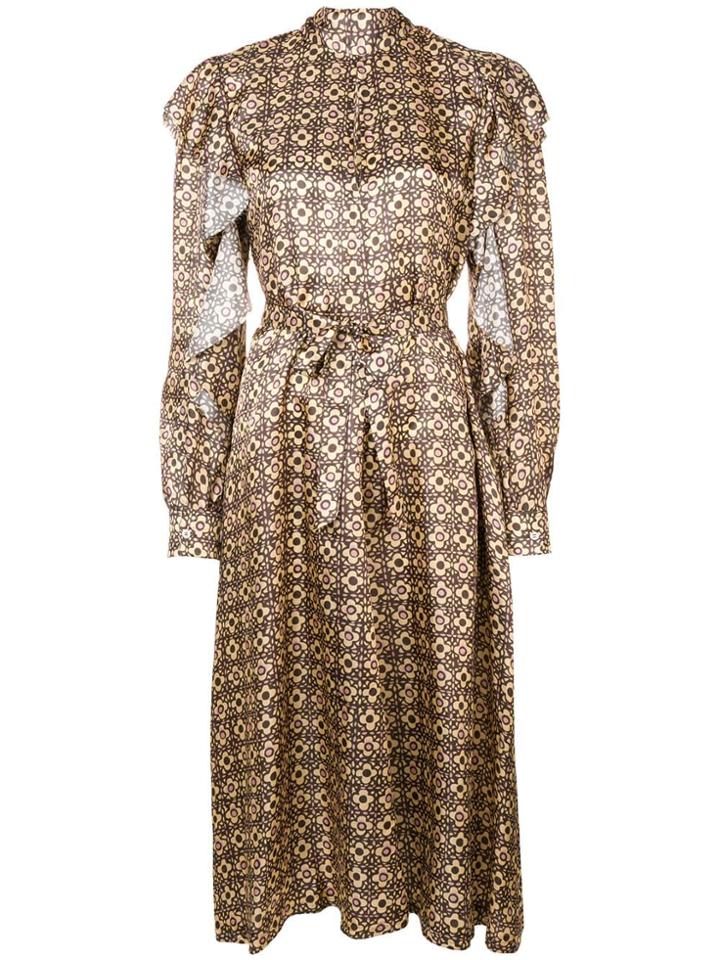 Golden Goose Deluxe Brand Ruffled Shoulder Dress - Brown