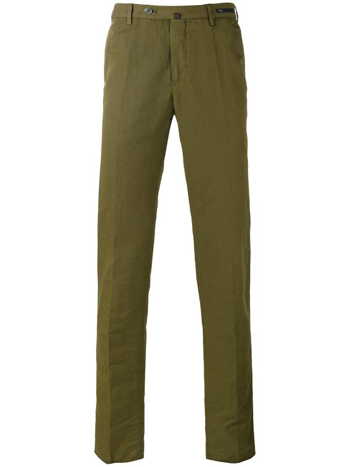 Pt01 - Straight Leg Trousers - Men - Linen/flax/cotton - 52, Green, Linen/flax/cotton