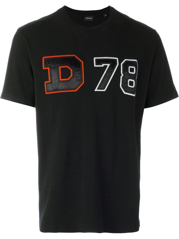 Diesel Print T-shirt, Men's, Size: Xl, Black, Cotton