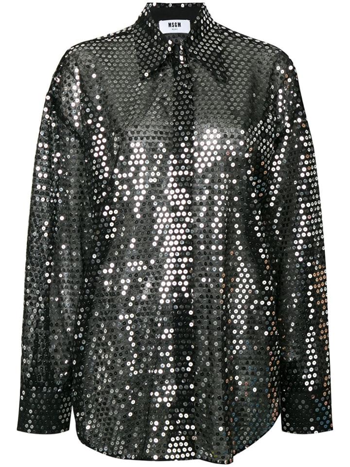 Msgm Sequined Shirt - Black