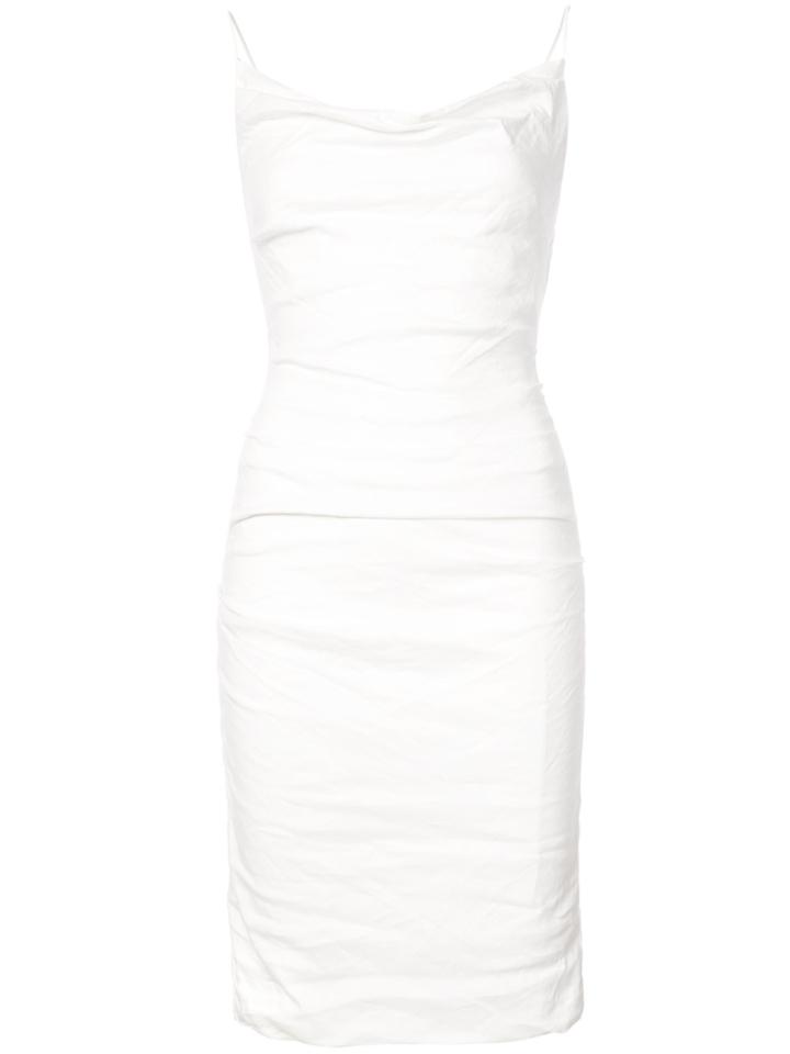 Nicole Miller Carly Cowl Neck Dress - White
