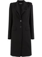 Ann Demeulemeester Flower Detailed Overcoat - Black