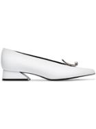 Yuul Yie White 30 Buckle Leather Pumps
