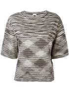 M Missoni Striped Knitted Top, Women's, Size: Xl, Black, Cotton/polyamide/viscose/metallized Polyamide