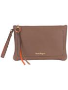 Salvatore Ferragamo Top-zip Clutch, Women's, Brown, Leather