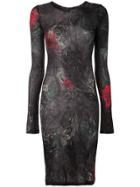 Yohji Yamamoto Printed Long Sleeve Dress - Black