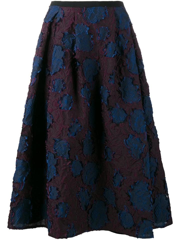 Erdem Floral Brocade Volume Skirt, Women's, Size: 12, Blue, Polyester/polyamide/silk