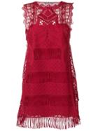 Alberta Ferretti Fringed Hem Mini Dress - Red