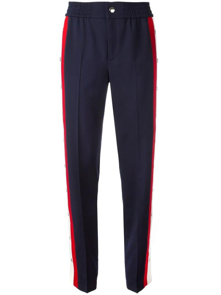 Gucci Snap Button Trousers, Women's, Size: 40, Blue, Wool