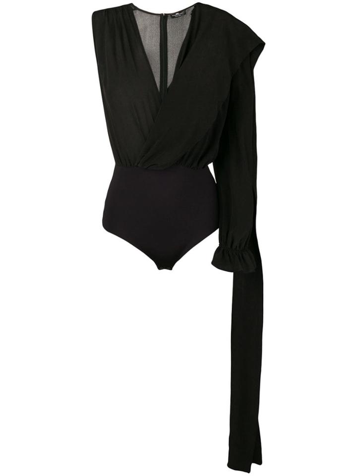 Elisabetta Franchi Asymmetric Bodysuit - Black