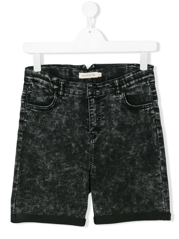 Andorine Acid Fade Denim Shorts - Black
