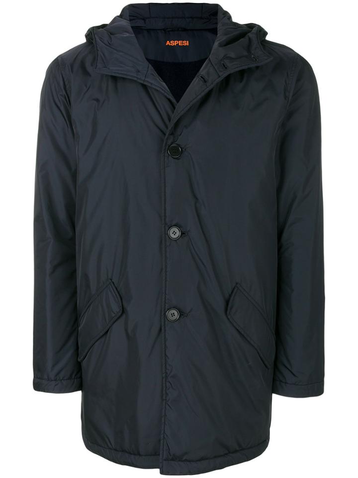 Aspesi Buttoned Hooded Jacket - Blue