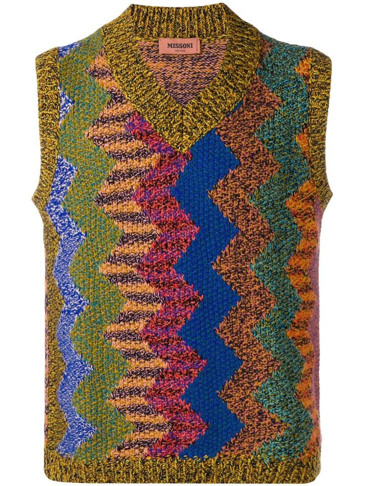 Missoni Chevron Knitted Vest - Yellow