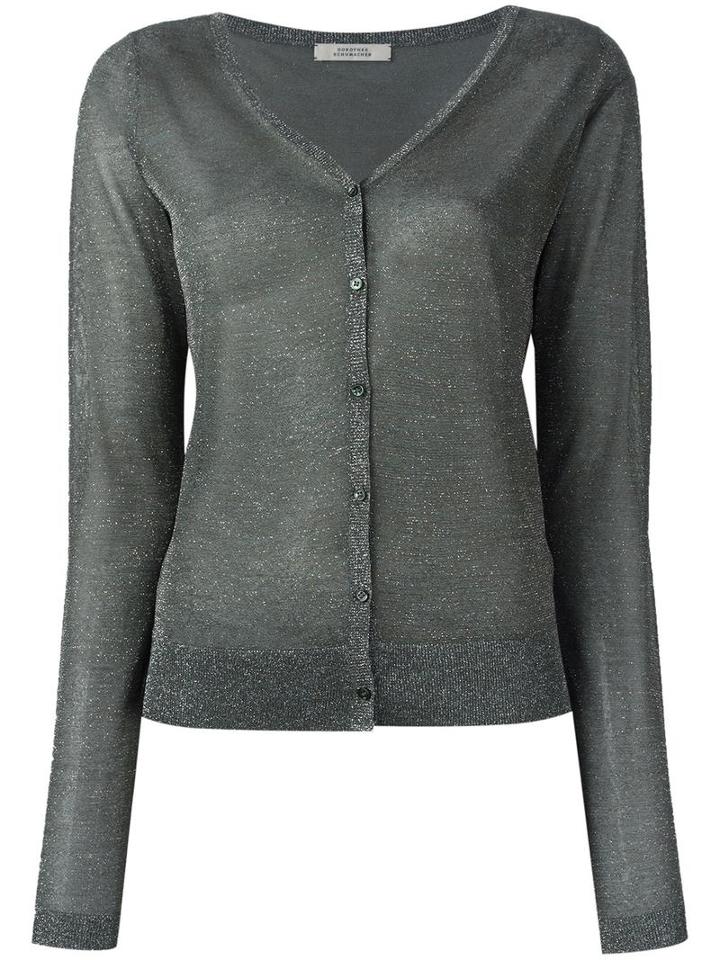 Dorothee Schumacher High Shine Cardigan, Women's, Size: 4, Grey, Polyester/viscose/metallic Fibre