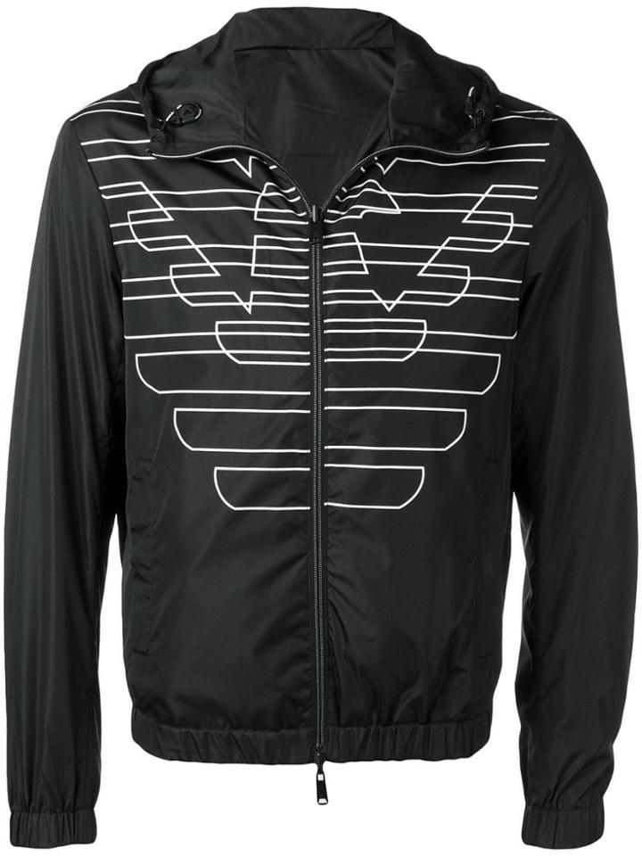 Emporio Armani Monogram Print Bomber Jacket - Black
