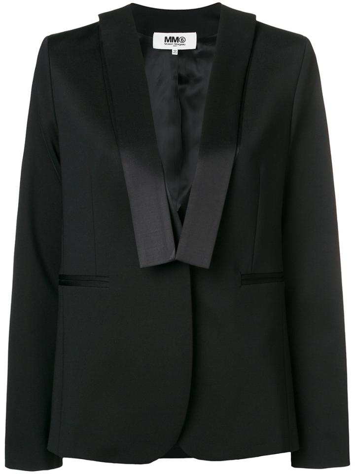 Mm6 Maison Margiela Satin Trim Blazer - Black