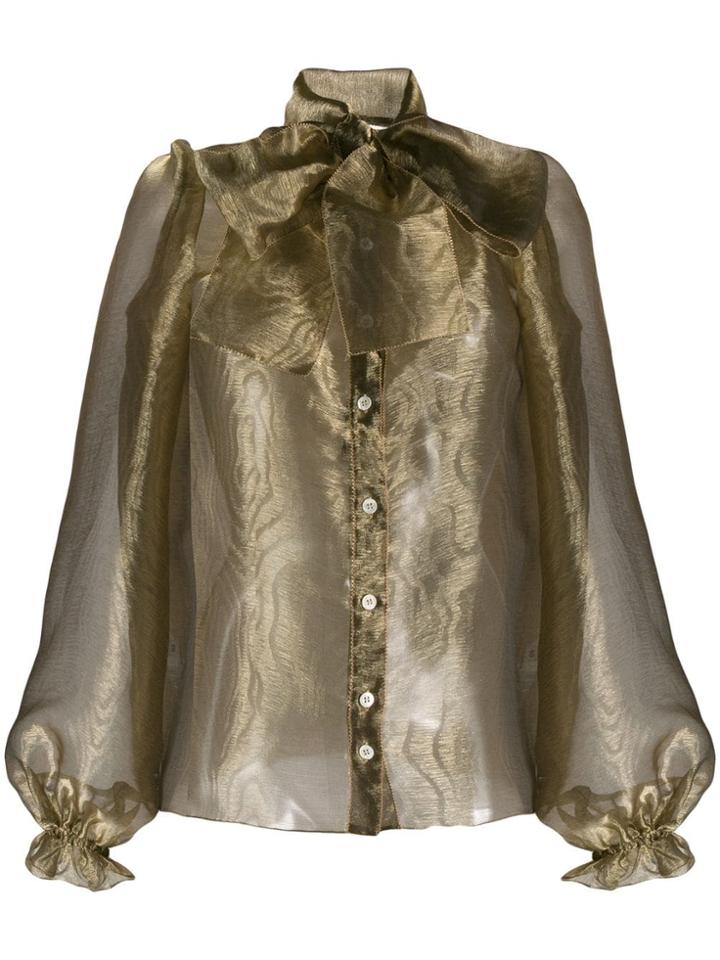 Dolce & Gabbana Sheer Pussy Bow Blouse - Green