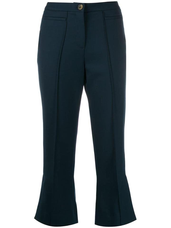 Alexa Chung Cropped Flared Trousers - Blue