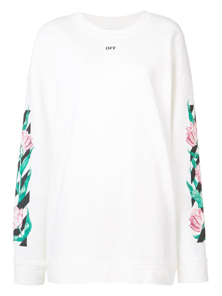 Off-white - Floral Print Oversized Sweatshirt - Women - Cotton - Xs, White, Cotton