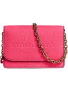 Burberry Embossed Logo Chain Wallet - Pink & Purple