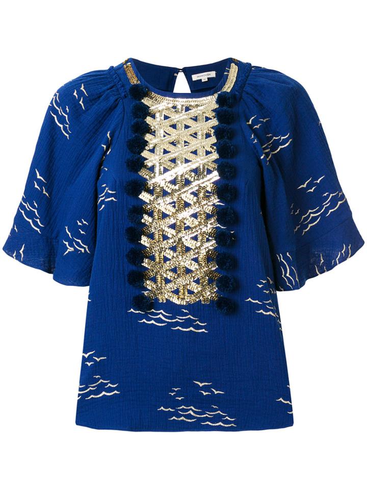 Manoush Sequinned Bib Top - Blue