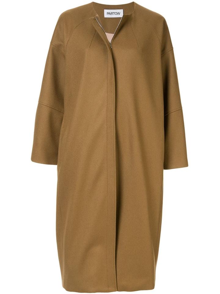 Partow Collarless Midi Coat - Yellow