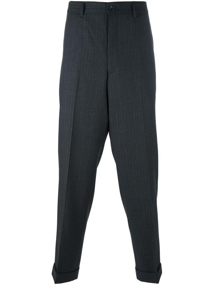 Comme Des Garçons Homme Plus Striped Trousers, Men's, Size: Large, Grey, Cupro/wool