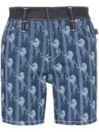 Chloé Horse Jacquard Long Denim Shorts - Blue