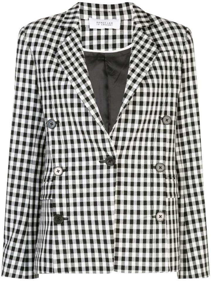 Derek Lam 10 Crosby Double-breasted Gingham Blazer - Black