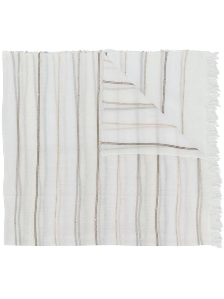 Le Tricot Perugia Stripe Scarf - White
