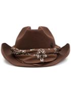 Maison Michel Bandana Detail Hat, Women's, Size: Small, Brown, Rabbit Felt