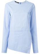Cédric Charlier Asymmetric Long Sleeve Top, Women's, Size: 40, Blue, Cotton