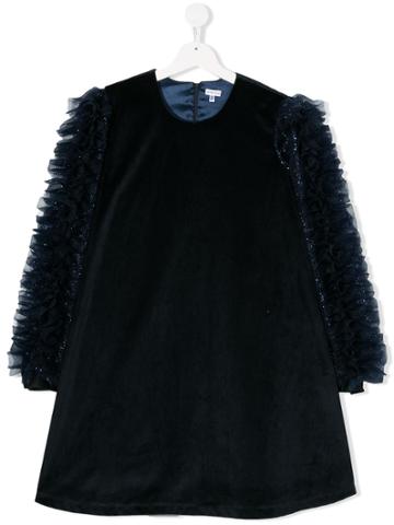Piccola Ludo Teen Ruffled Sleeve Party Dress - Blue
