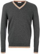 Brunello Cucinelli - Contrast Trim V-neck Top - Men - Cashmere - 54, Grey, Cashmere