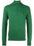 Polo Ralph Lauren Ribbed Zip Collar Jumper, Men's, Size: Medium, Green, Cotton