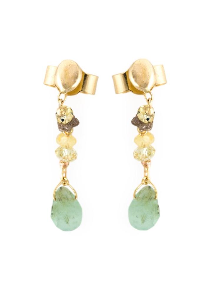 Natasha Collis Emerald, Sapphire And Diamond Drop Earrings